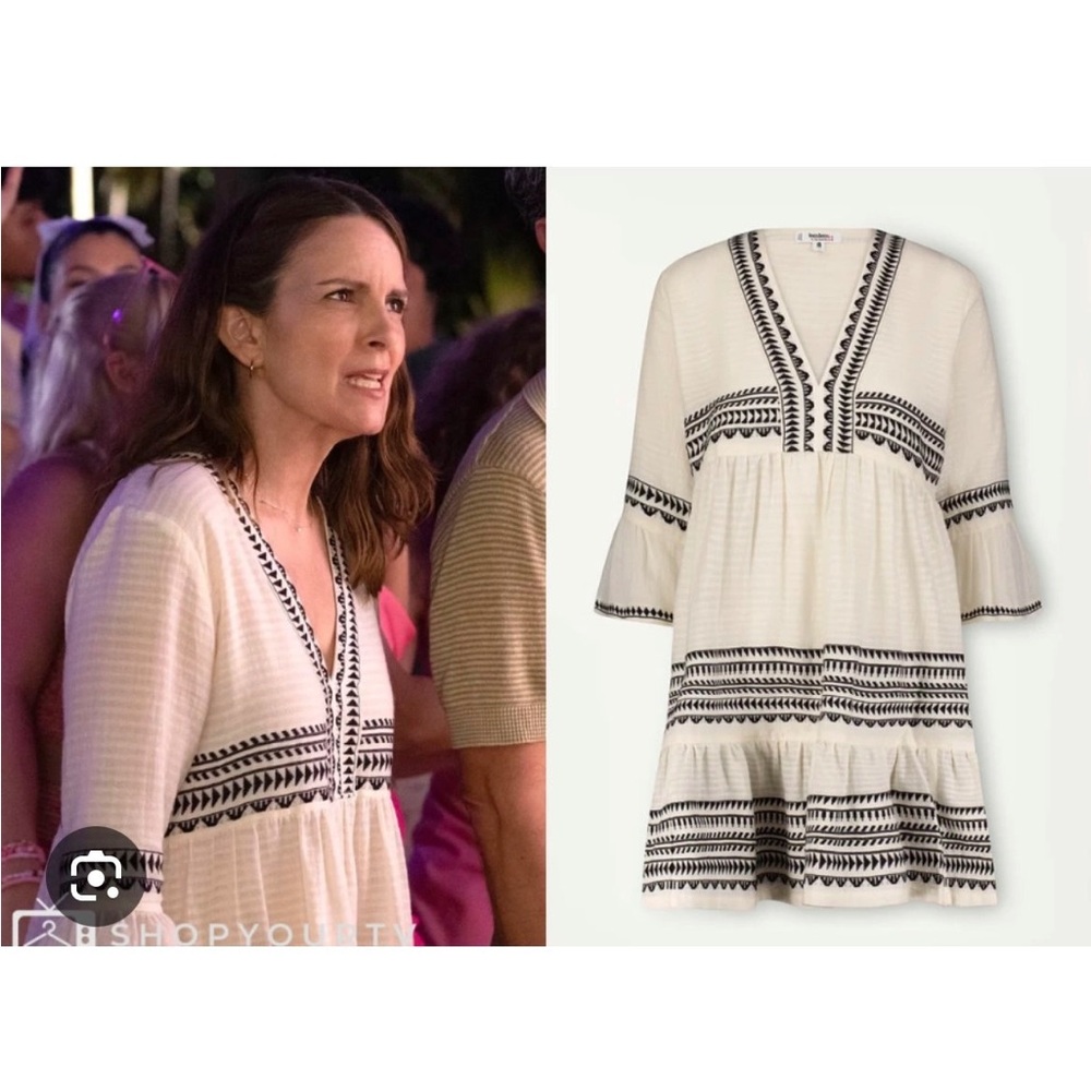 Lemlem White and Black Mini Dress